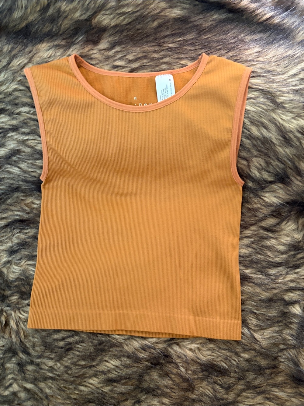 a new day Ribbed Fitted Cropped Tank Top in Golden Mustard Size Medium